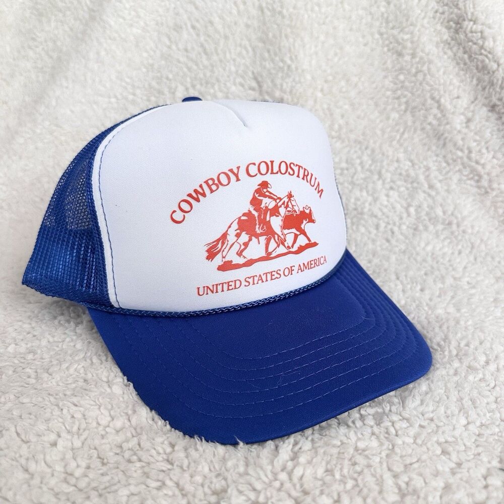 Otto Cowboy Colostrum Blue Trucker Hat Promo Item Snap Back Cap